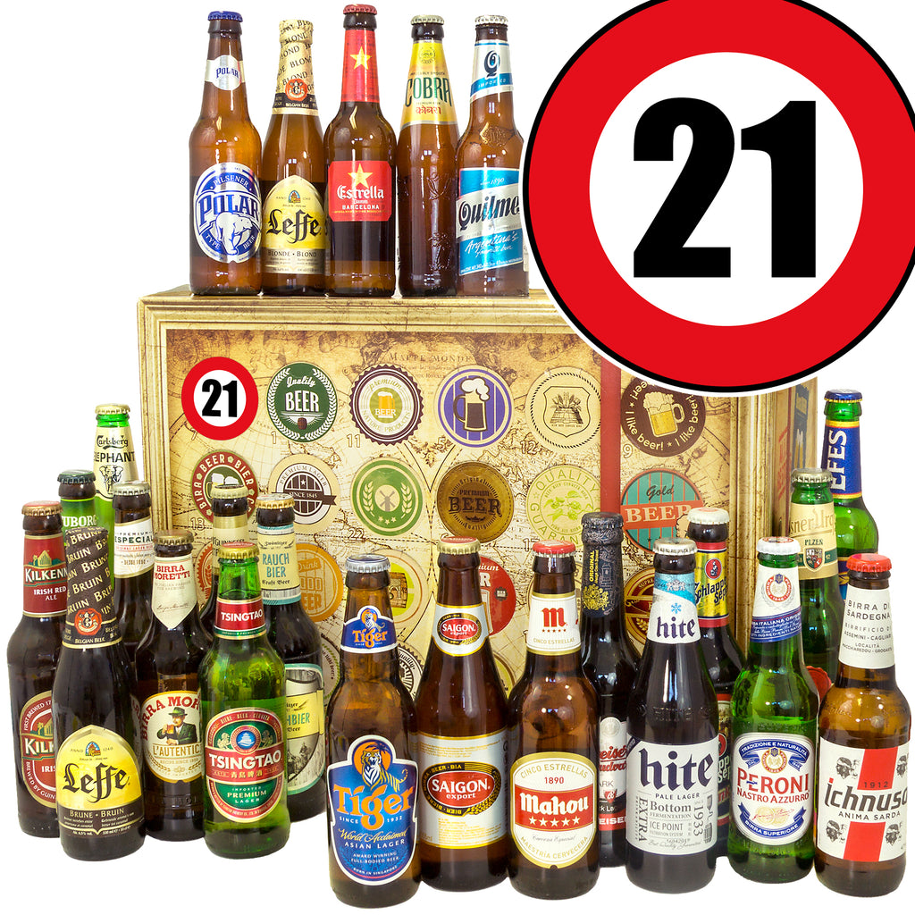 Geburtstag 21. | 24x Biere der Welt Exoten | Bierbox