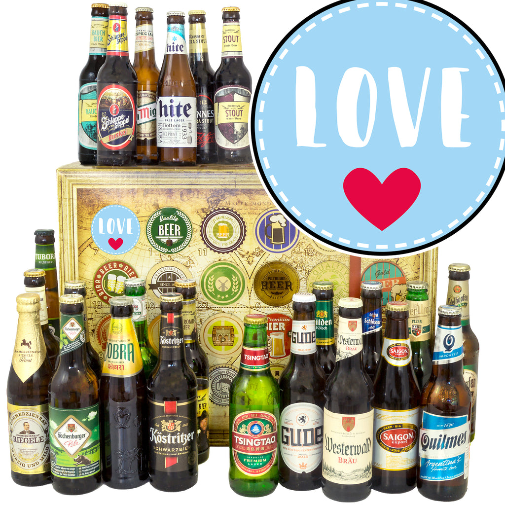 Liebe | 24 Biersorten Bier aus Welt und Deutschland | Bierpaket