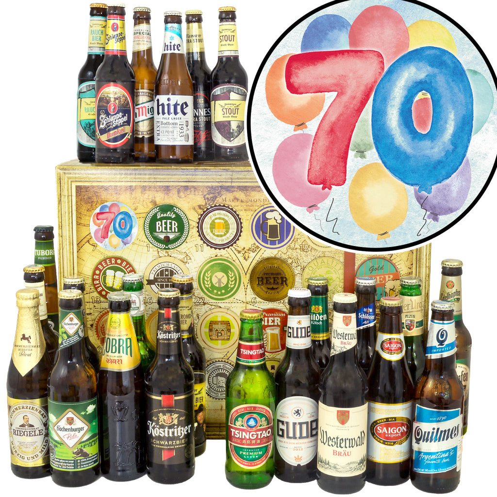 Geburtstag 70 | 24x Bier Bier aus Welt und Deutschland | Bierverkostung