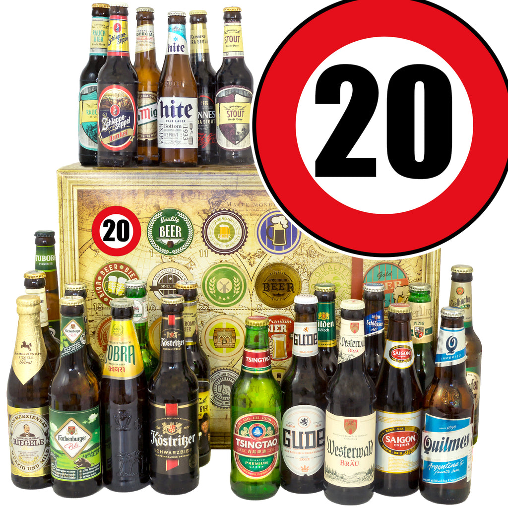 Zahl 20 | 24 Spezialitäten Bier Deutschland und Welt | Geschenkbox
