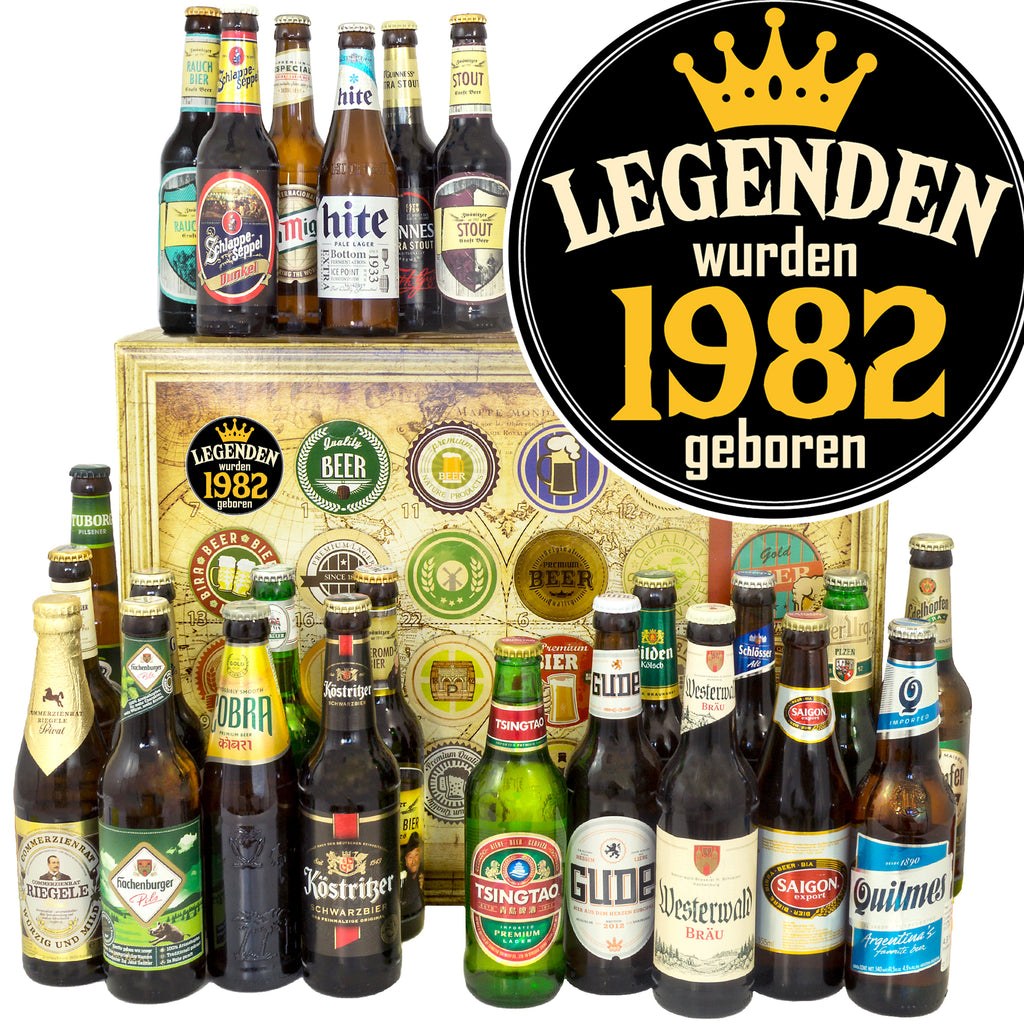 Legenden 1982 | 24x Bier Bier aus Welt und Deutschland | Präsent