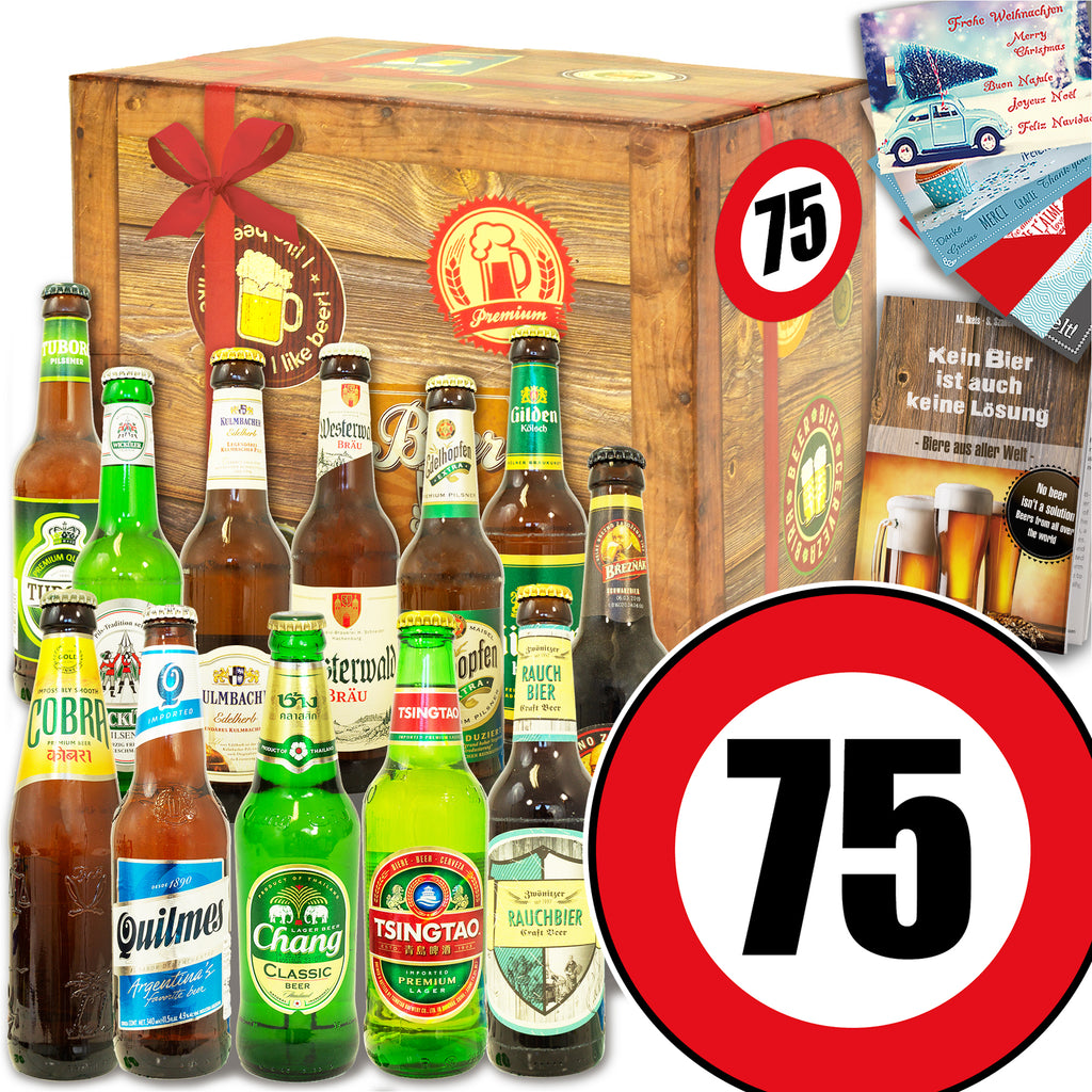 Zahl 75 | 12x Bier International und DE | Bier Geschenk