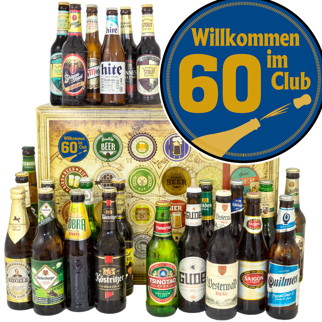 Wilkommen im Club 60 | 24x Bier Bier aus Welt und Deutschland | Bierset