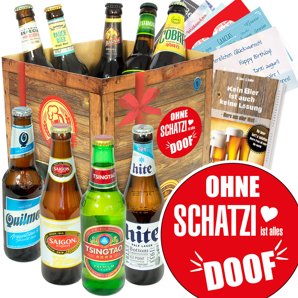 Ohne Schatzi ist alles doof | 9 Spezialitäten Biere aus aller Welt | Geschenkset