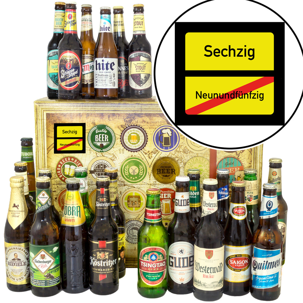 Ortsschild 60 | 24 Flaschen Biere Welt und Deutschland | Bier Geschenk