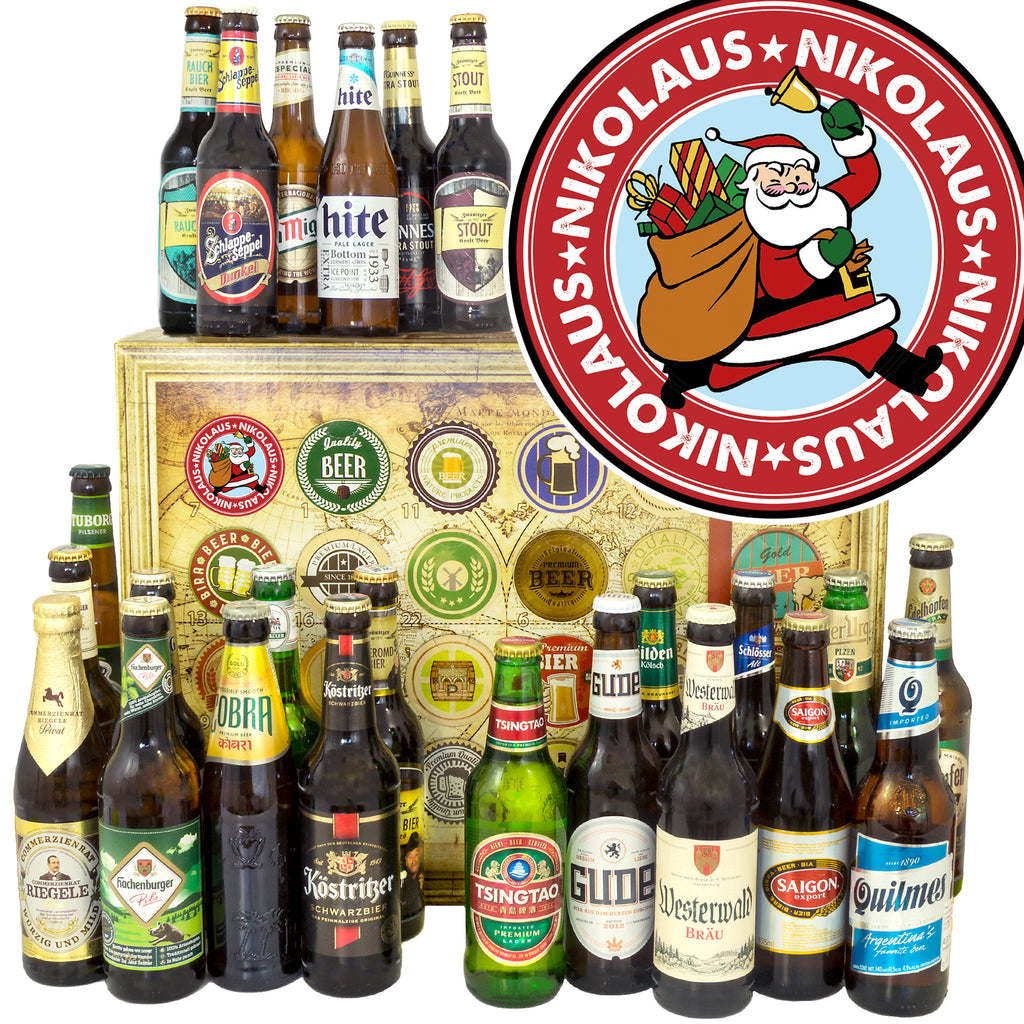 Nikolaus | 24 Biersorten Bier aus Welt und Deutschland | Präsent