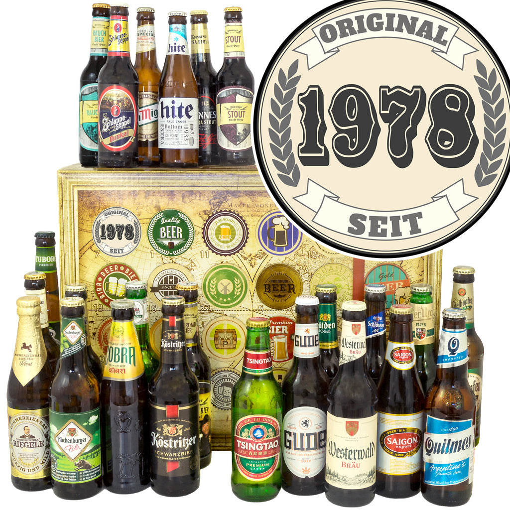 Original seit 1978 | 24 Biersorten Bier International und Deutschland | Geschenk Box