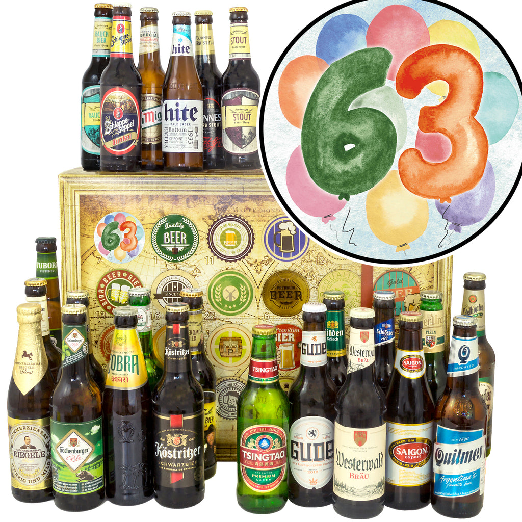 Geburtstag 63 | 24x Bier Deutschland und Welt | Probierpaket