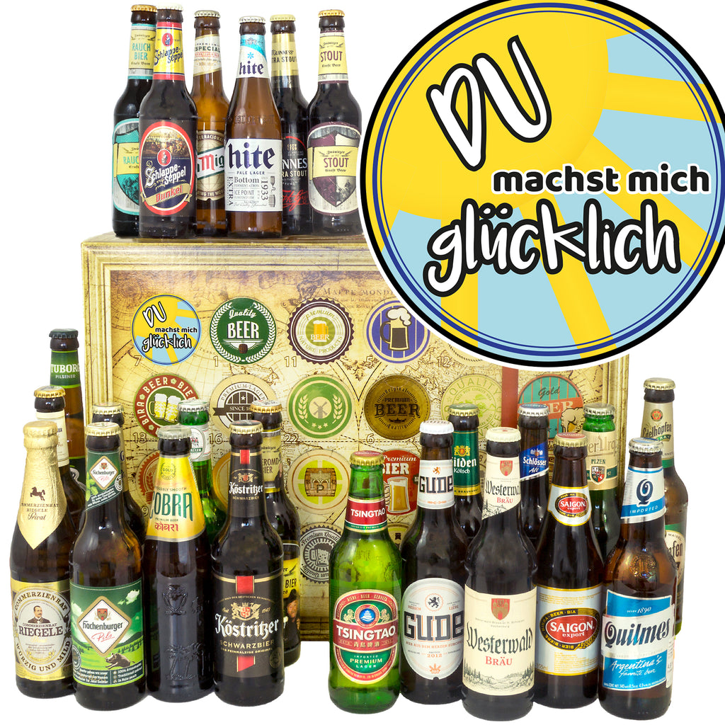 Du machst mich glücklich! | 24x Bier Deutschland und Welt | Biergeschenk