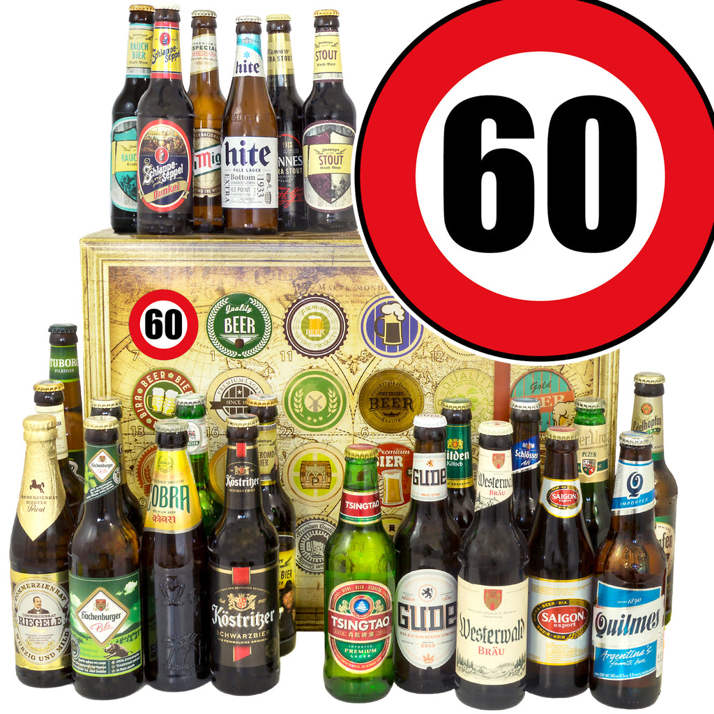 Zahl 60 | 24x Bier International und Deutschland | Bier Geschenk