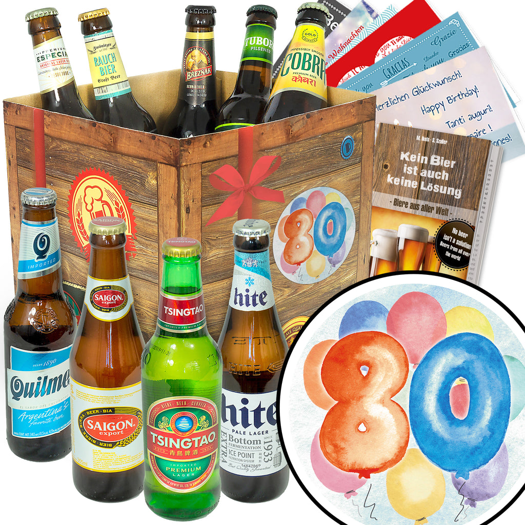 Geburtstag 80 | 9 Spezialitäten Bier aus aller Welt | Bier Geschenk