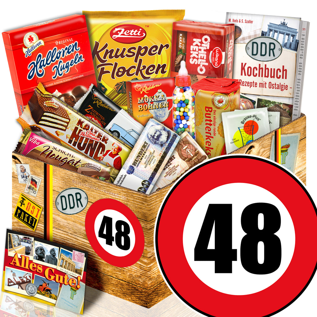 Zahl 48 - Süßigkeiten Set DDR L - monatsgeschenke.de