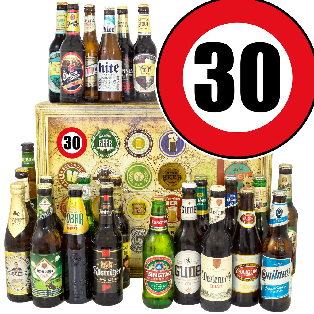 Zahl 30 | 24x Bier Bier Deutschland und Welt | Geschenk Set