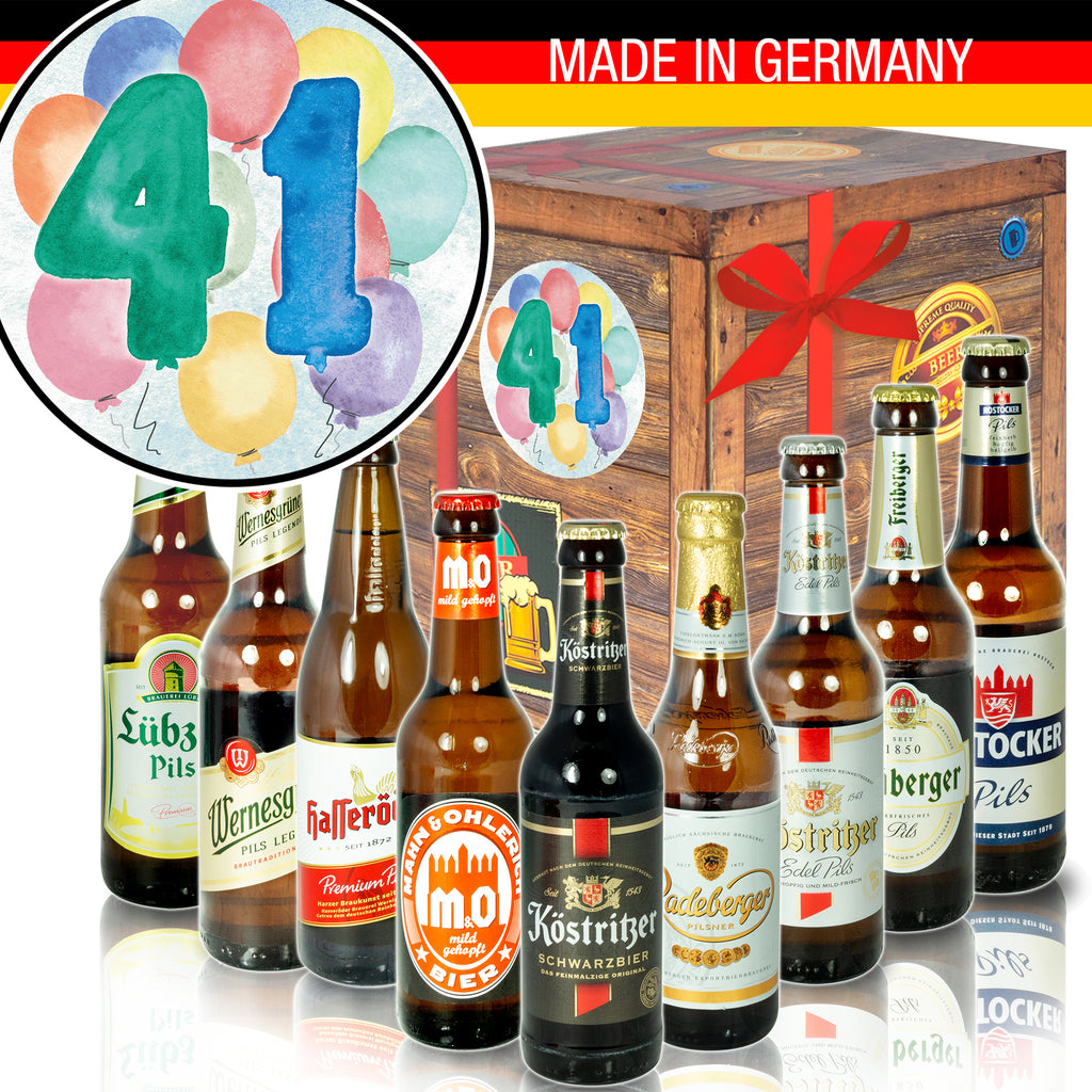 Geburtstag 41 | 9 Flaschen Ostdeutsche Biere | Bierset