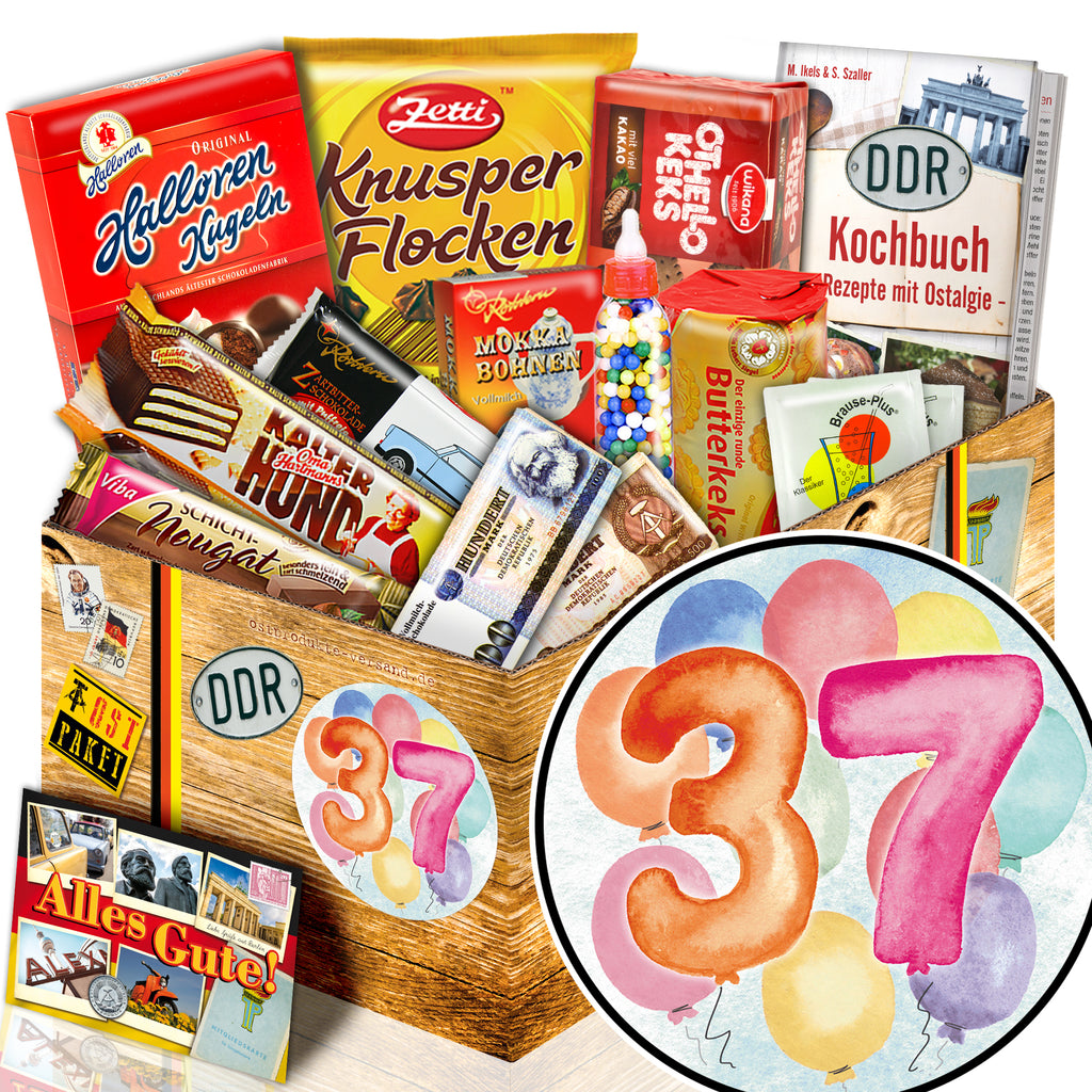 Zahl 37 - Süßigkeiten Set DDR L - monatsgeschenke.de