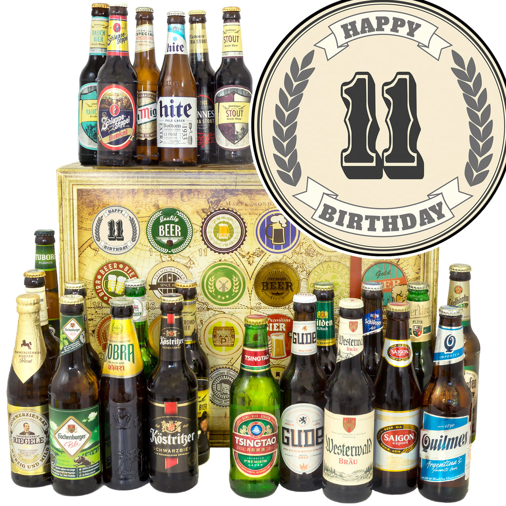 Geburtstag 11 | 24 Biersorten Biere Welt und Deutschland | Box