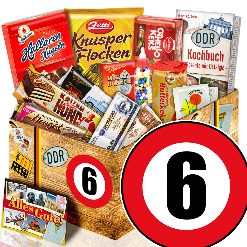 Zahl 6 - Süßigkeiten Set DDR L - monatsgeschenke.de