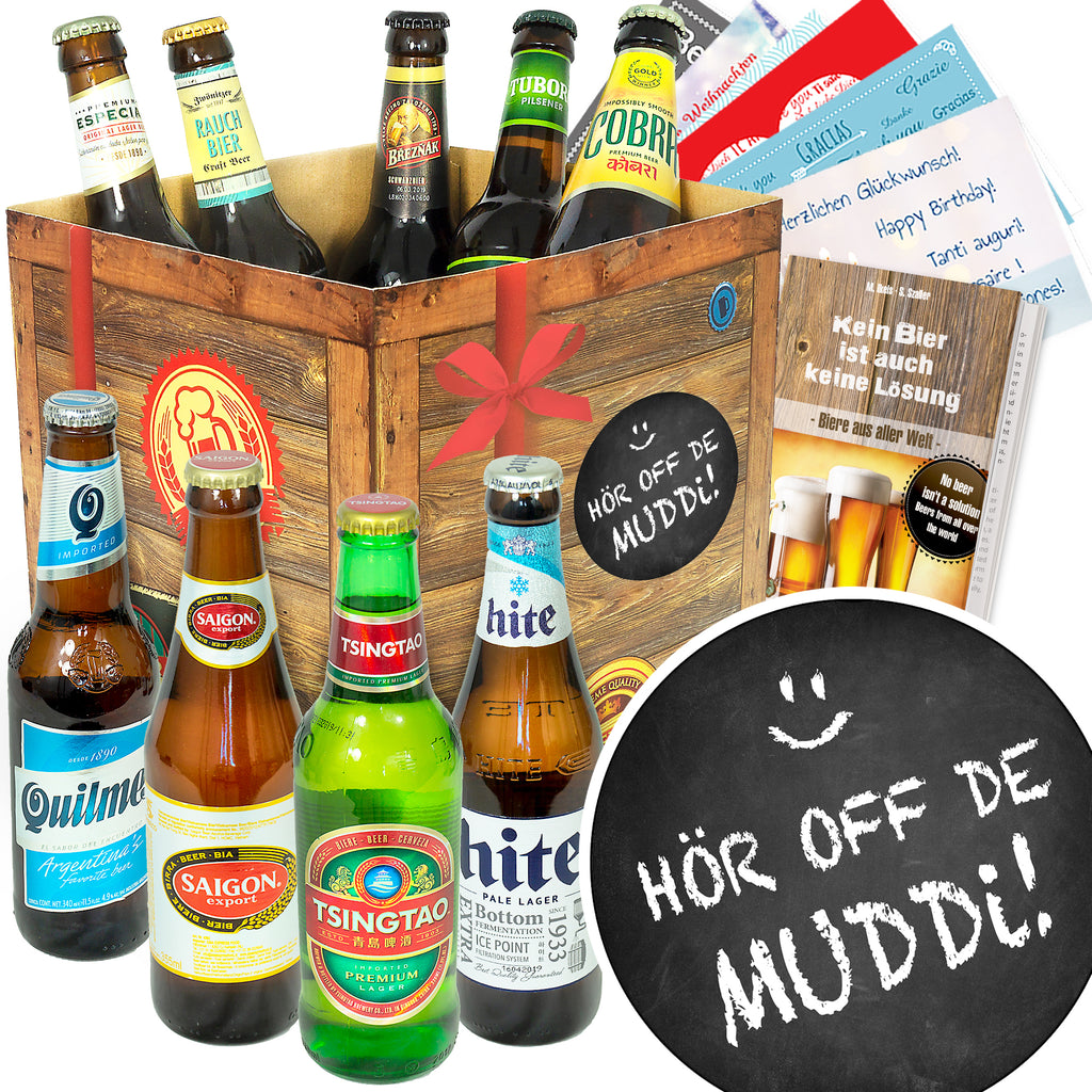 Hör off de Muddi | 9 Biersorten Biere aus aller Welt | Geschenk Set