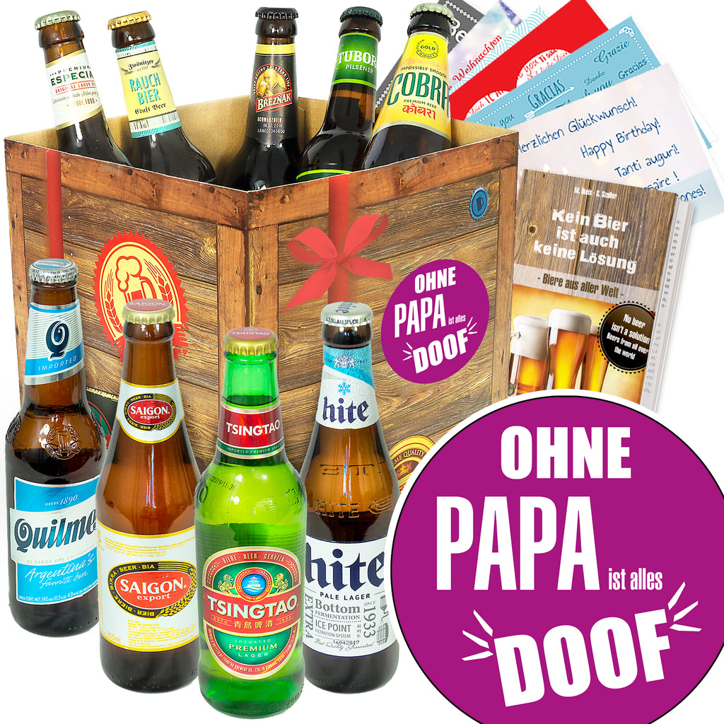 Ohne Papa ist alles doof | 9 Flaschen Bier aus aller Welt | Geschenkkorb
