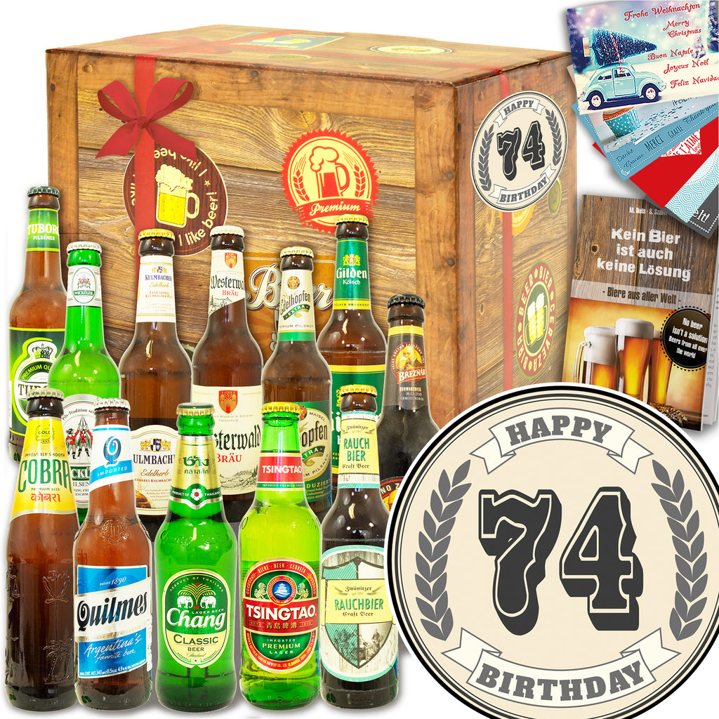 Geburtstag 74 | 12 Spezialitäten Bier Deutschland und Welt | Bier Geschenk