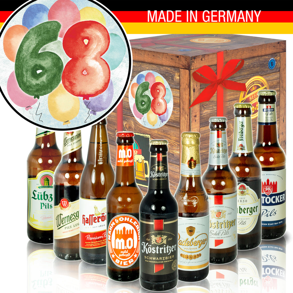 Geburtstag 68 | 9 Flaschen Biere Ostdeutsch | Geschenk Set