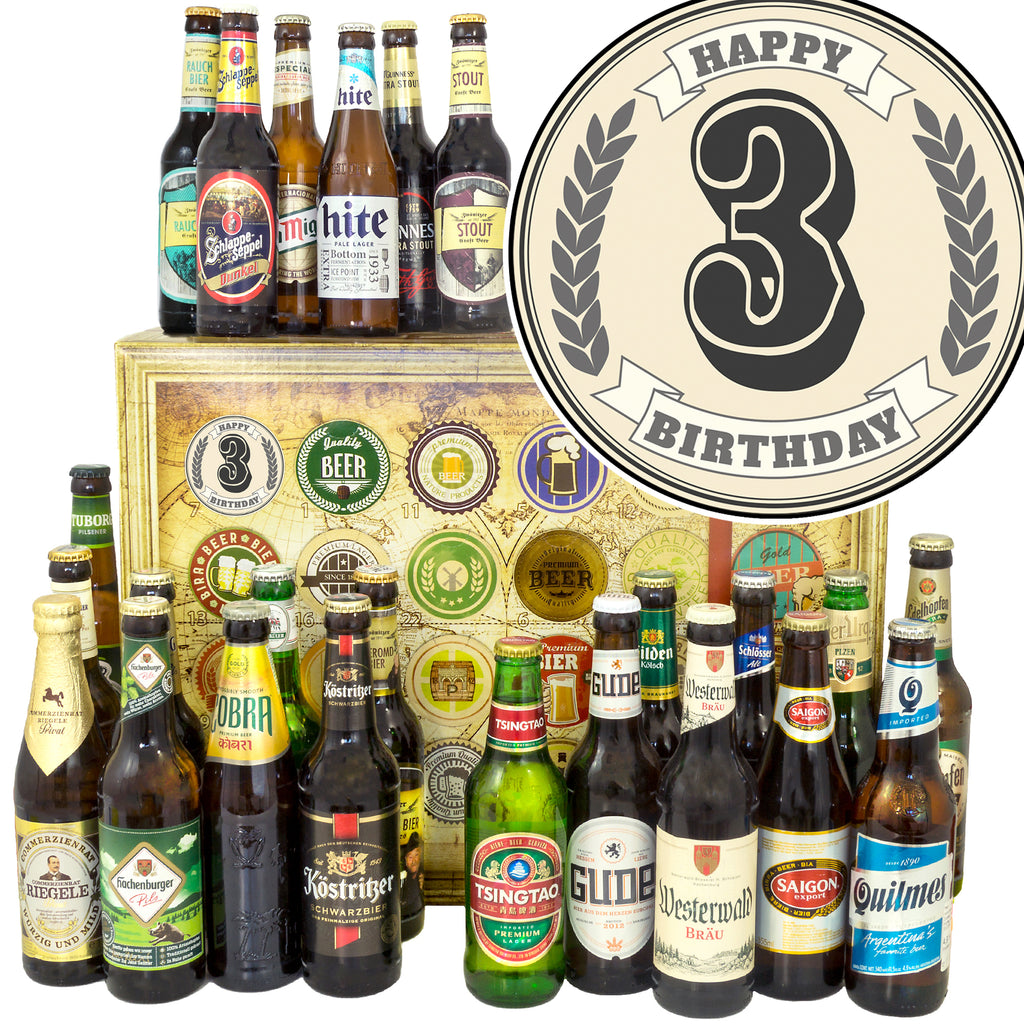 Geburtstag 3 | 24x Biere Welt und Deutschland | Geschenk Set
