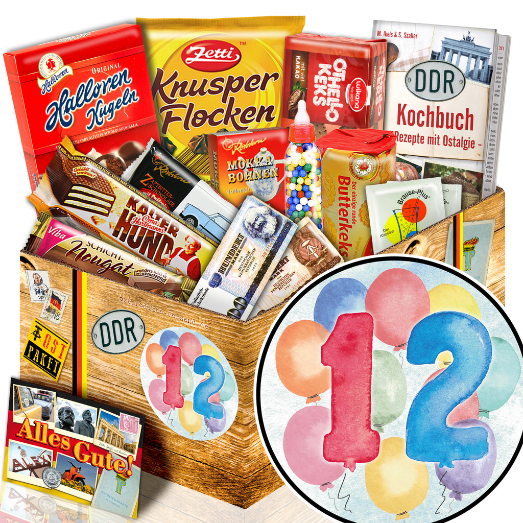 Zahl 12 - Süßigkeiten Set DDR L - monatsgeschenke.de