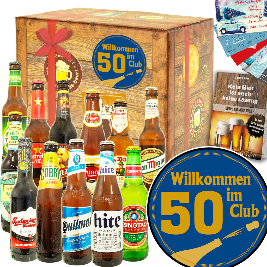 Wilkommen im Club 50 | 12 Länder Biere der Welt Exoten | Geschenk Set