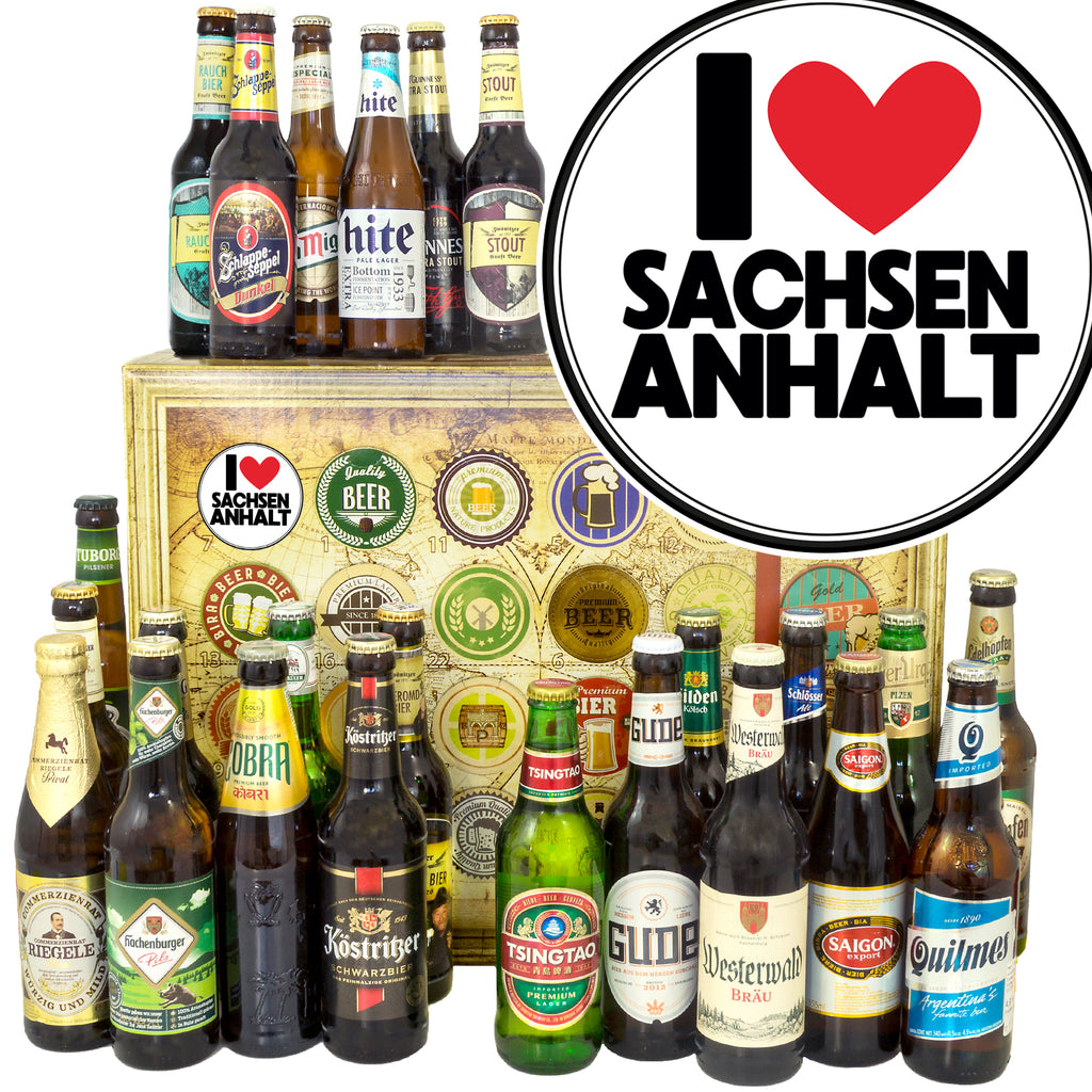 I Love Sachsen-Anhalt | 24 Biersorten Bier International und Deutschland | Paket