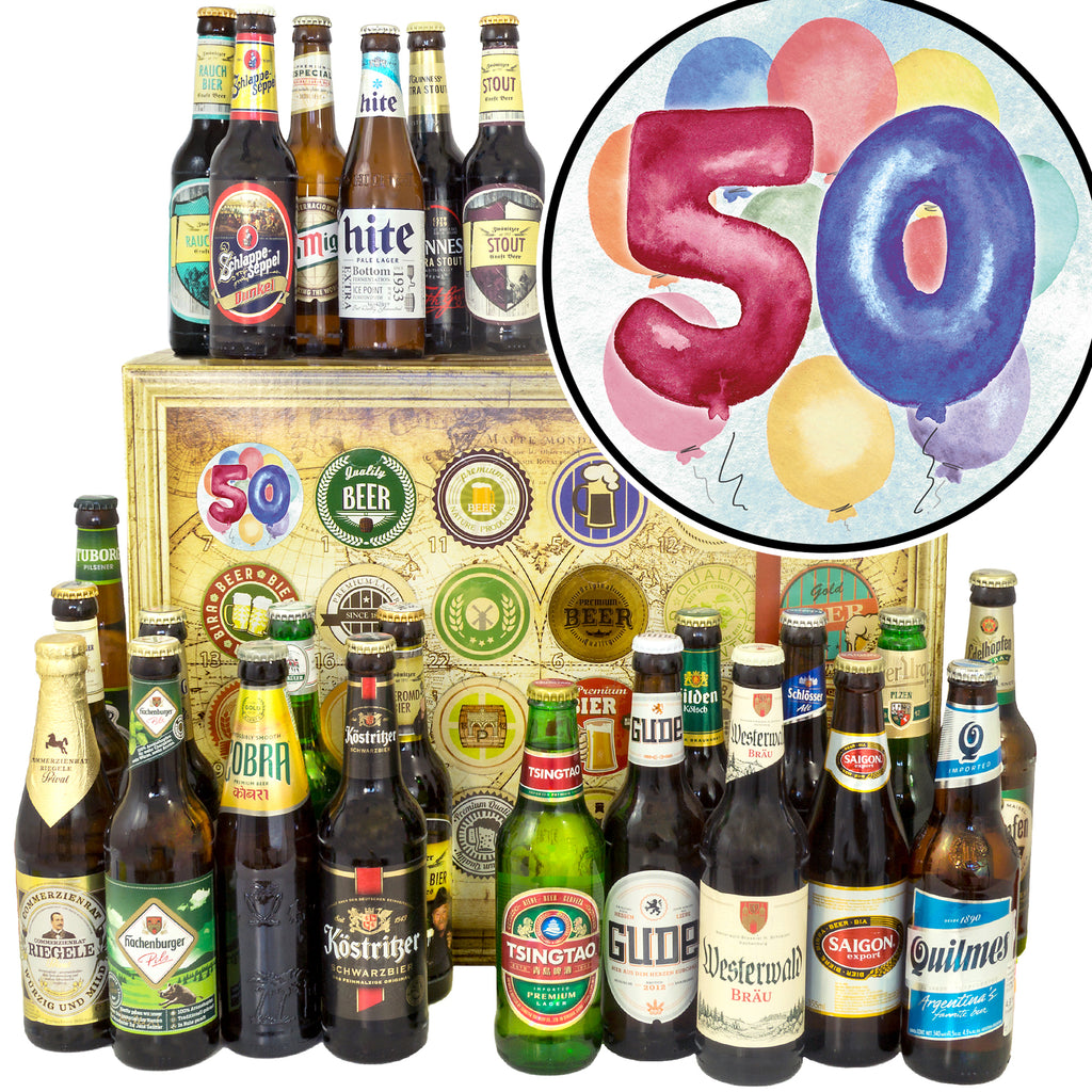 50. Geburtstag | 24 Biersorten Bier International und Deutschland | Bierbox