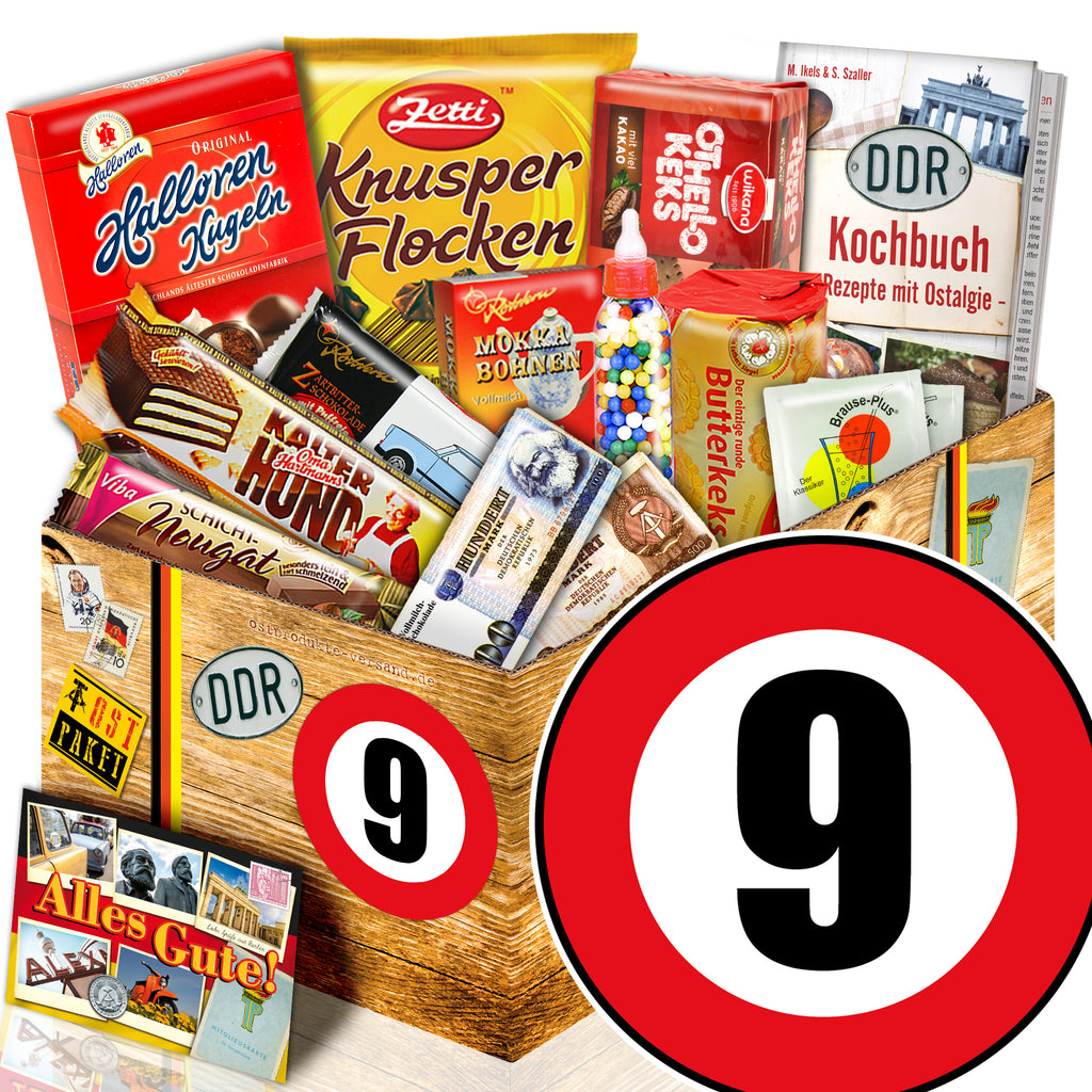 Zahl 9 - Süßigkeiten Set DDR L - monatsgeschenke.de