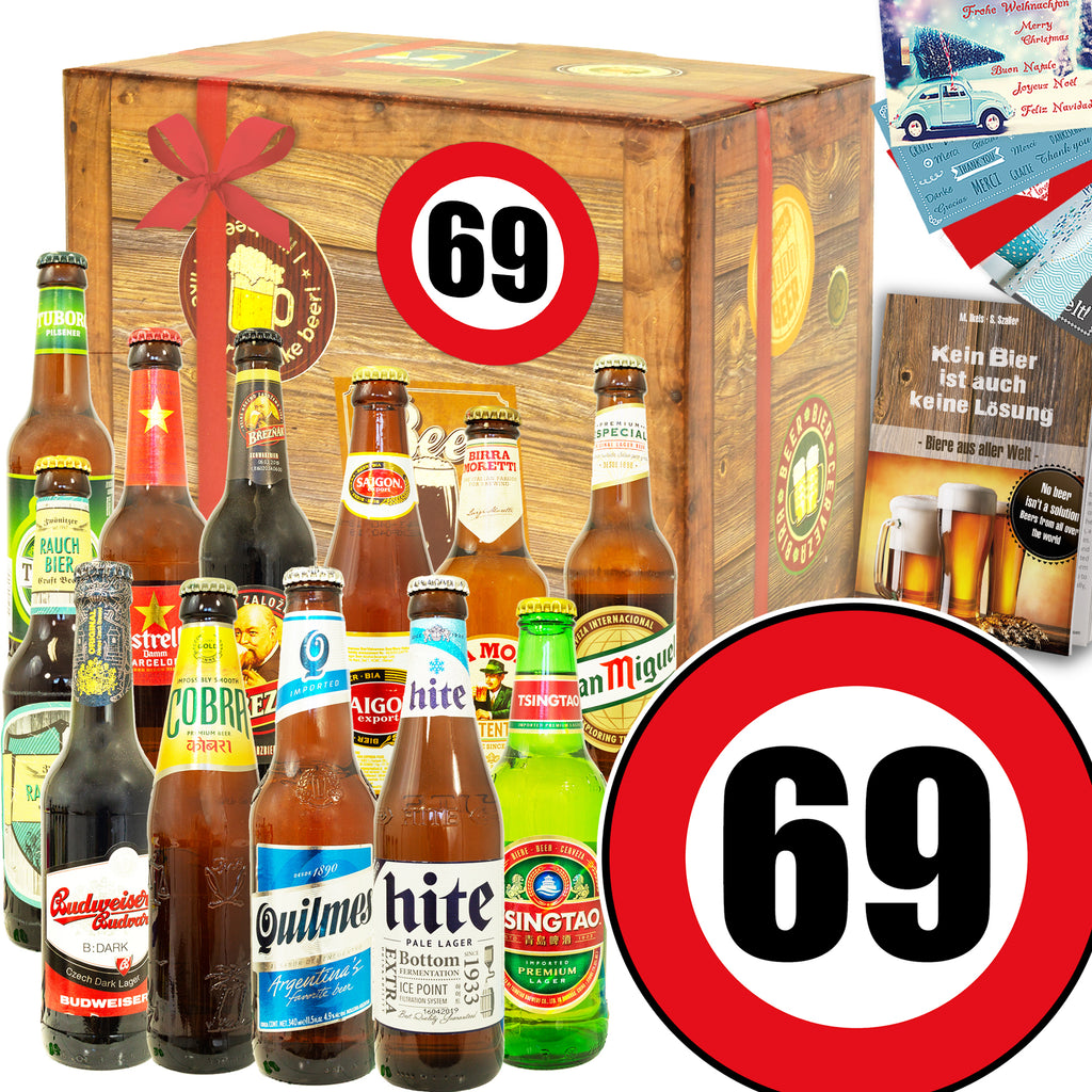 Zahl 69 | 12 Flaschen Bierweltreise | Biergeschenk
