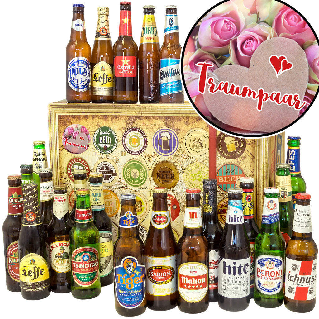 Traumpaar | 24 Spezialitäten Biere der Welt Exoten | Geschenkkorb