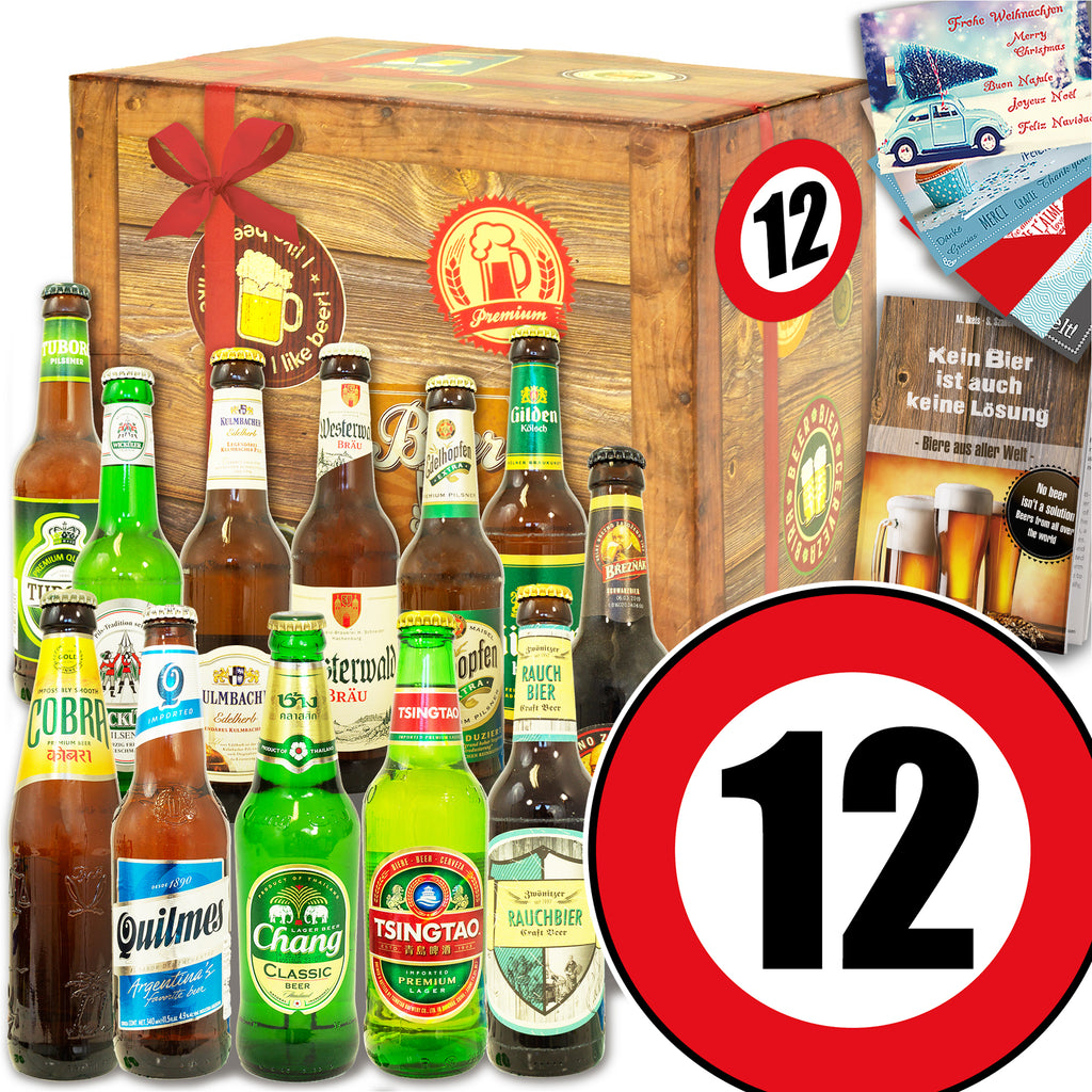 Zahl 12 | 12 Spezialitäten Bier aus der Welt und Deutschland | Geschenkkorb