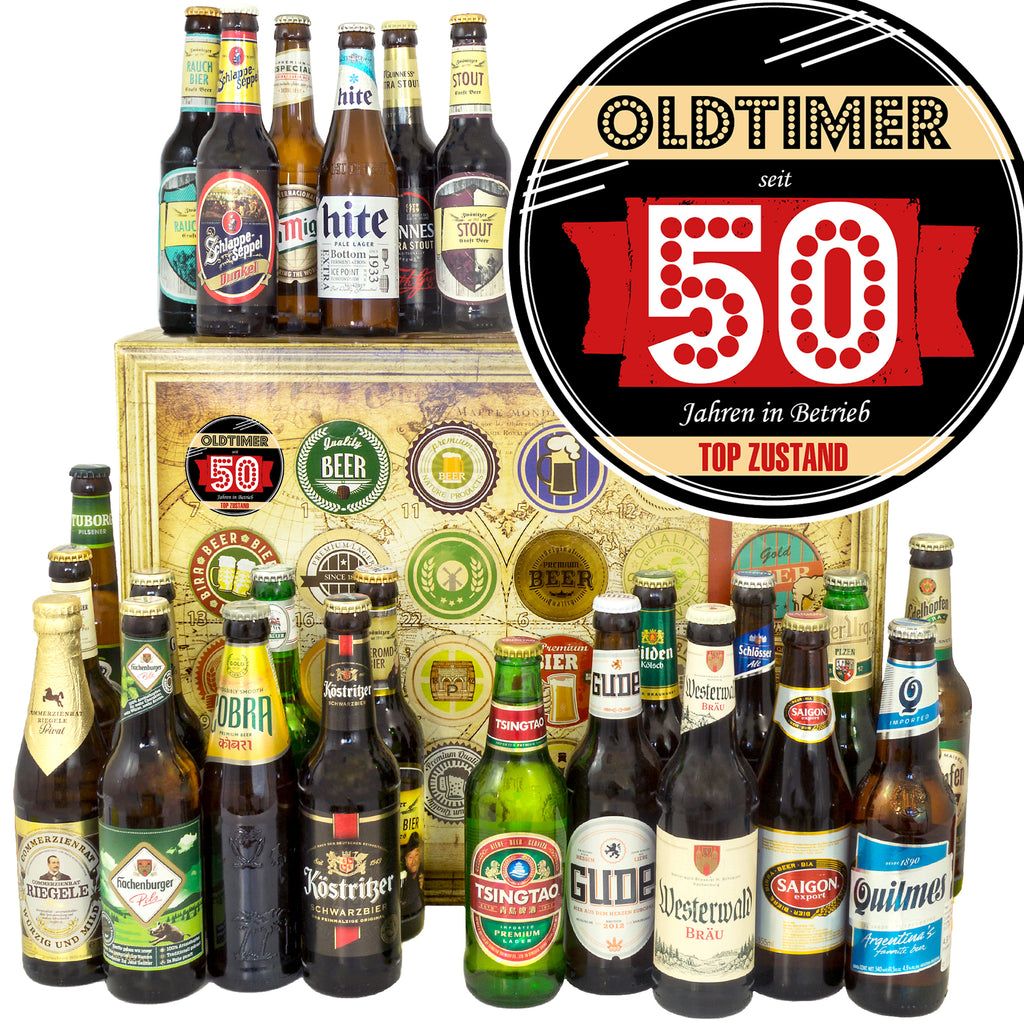 Oldtimer 50 | 24 Biersorten Bier International und Deutschland | Biergeschenk