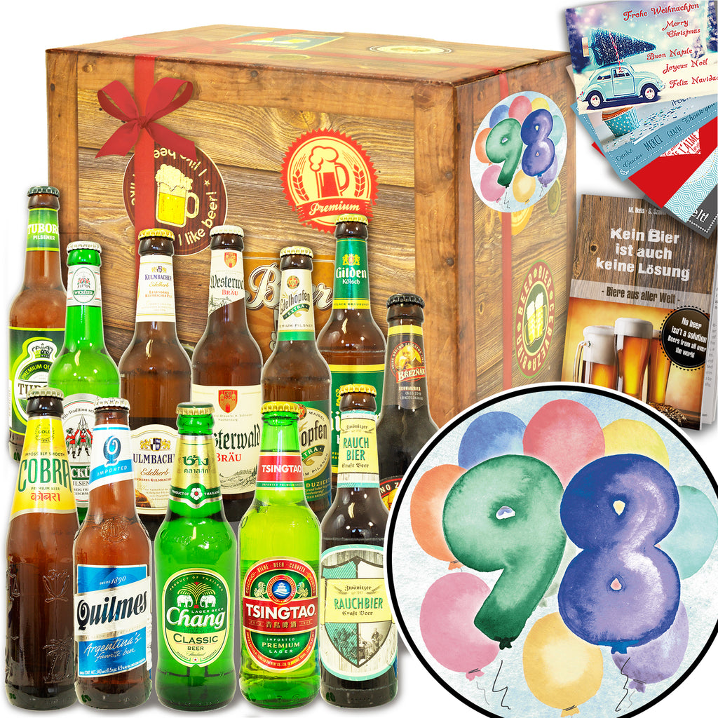 Geburtstag 98 | 12 Biersorten Bier Deutschland und Welt | Bier Geschenk