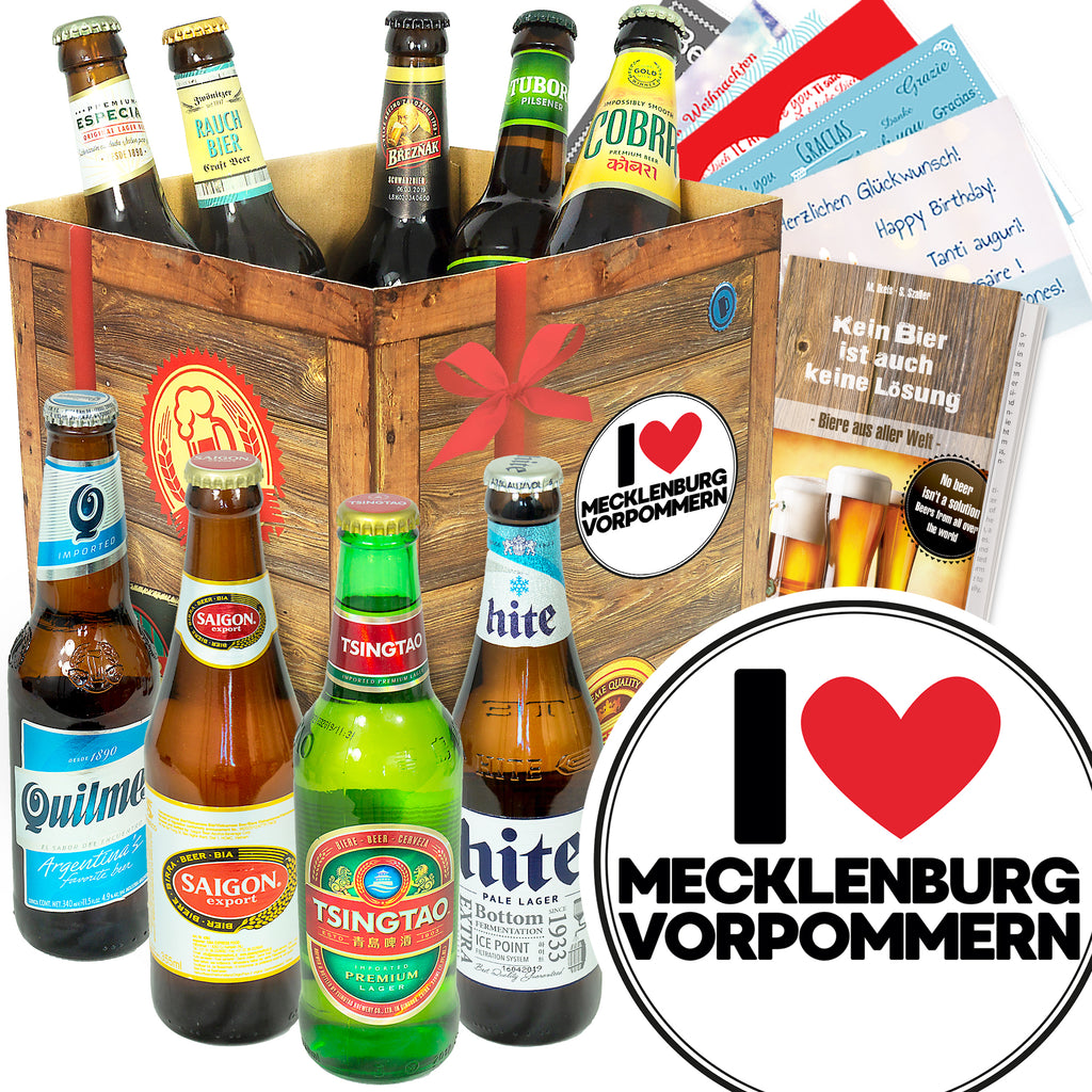 I Love Mecklenburg-Vorpommern | 9 Flaschen Biere aus aller Welt | Biergeschenk