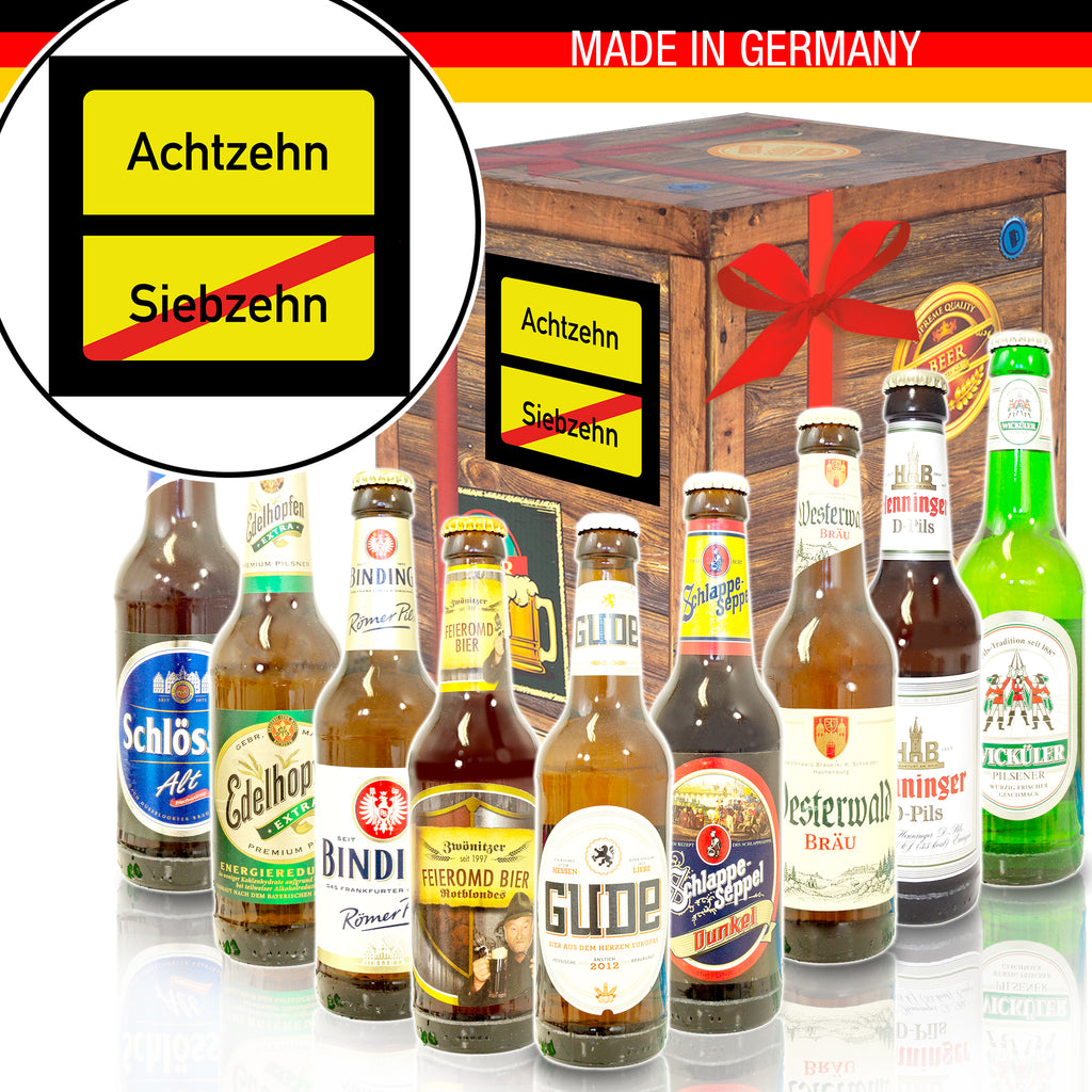 Ortsschild 18 | 9 Flaschen Bier Deutschlandreise | Box