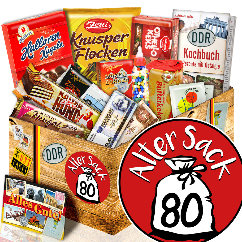 Alter Sack 80 - Süßigkeiten Set DDR L - monatsgeschenke.de