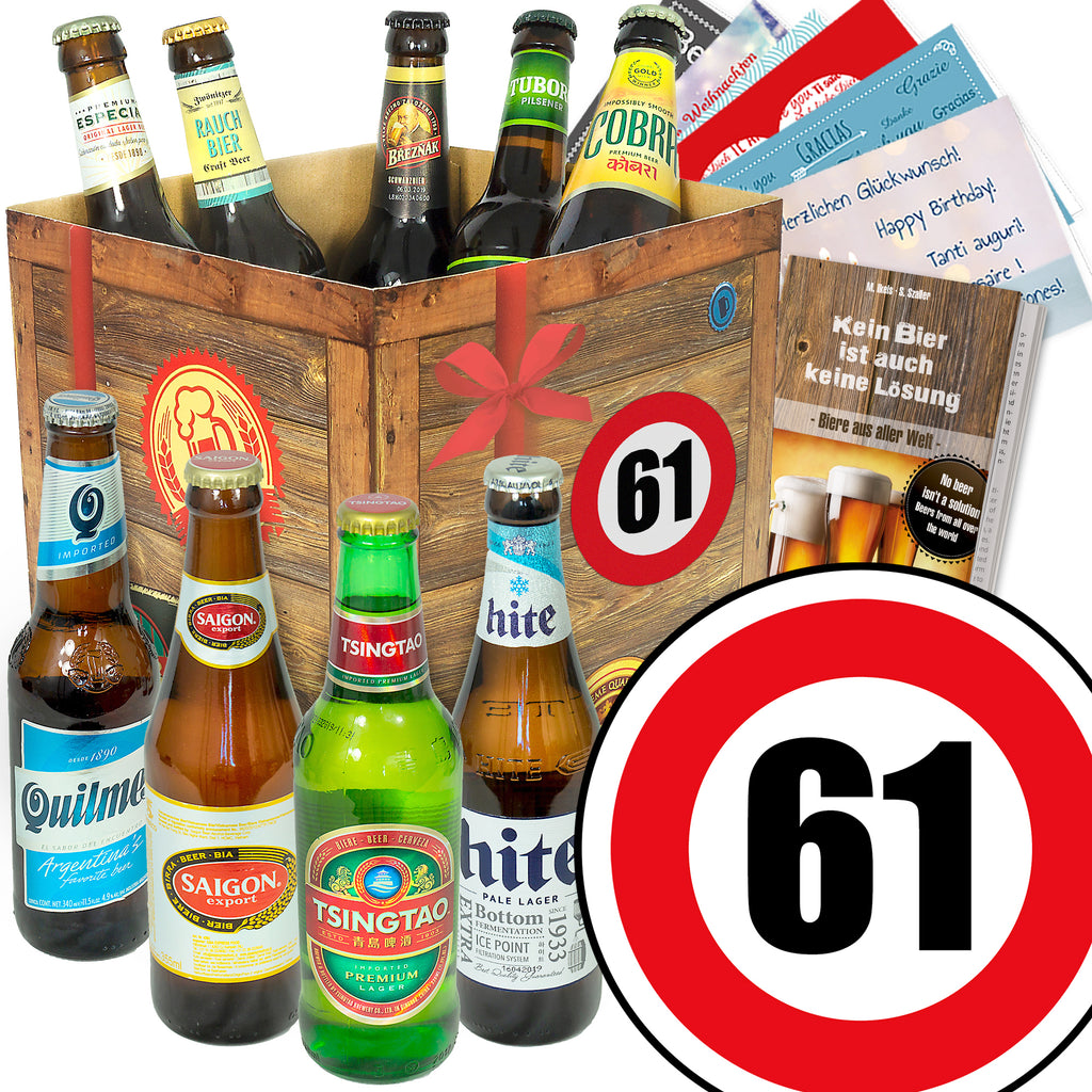 Zahl 61 | 9 Länder Bier aus aller Welt | Geschenkkorb