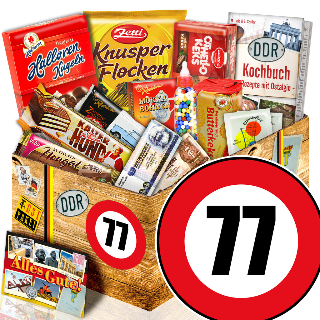 Zahl 77 - Süßigkeiten Set DDR L - monatsgeschenke.de