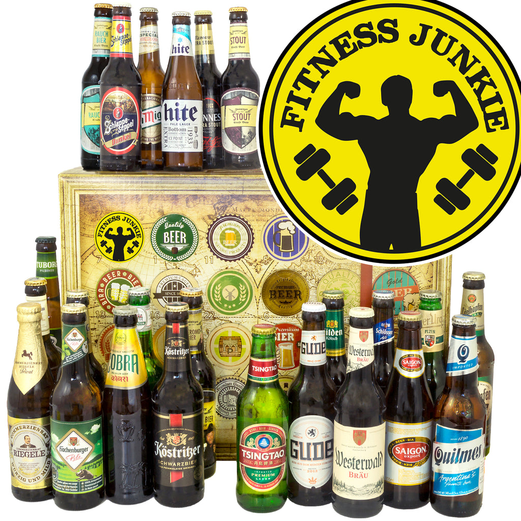 Fitnessjunkie | 24x Bier aus Welt und Deutschland | Bierpaket