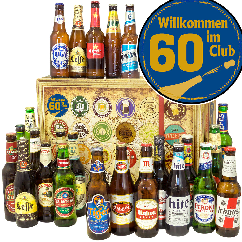 Wilkommen im Club 60 | 24x Biere der Welt Exoten | Geschenkkorb