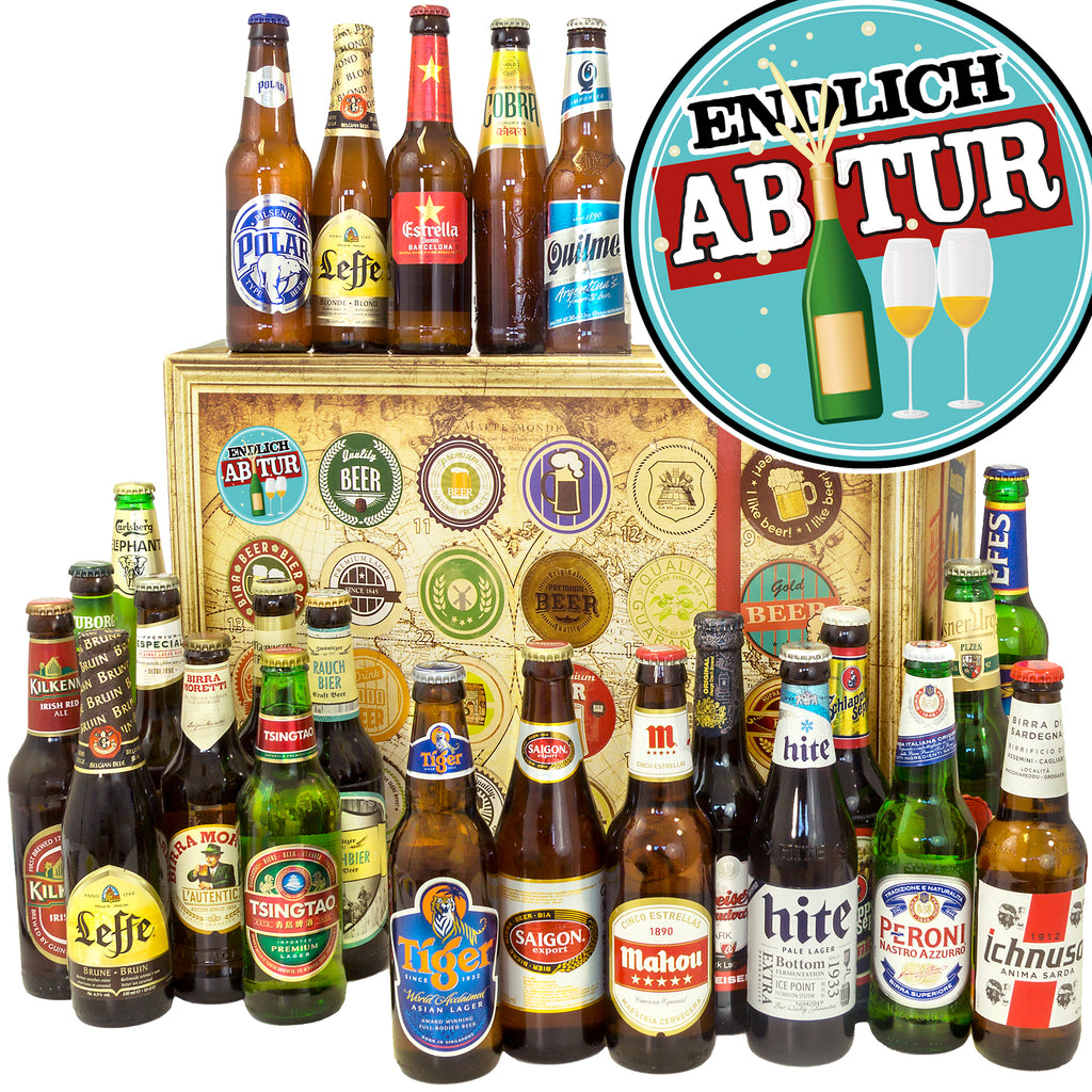 Endlich Abitur | 24 Biersorten Bier aus aller Welt | Bierpaket
