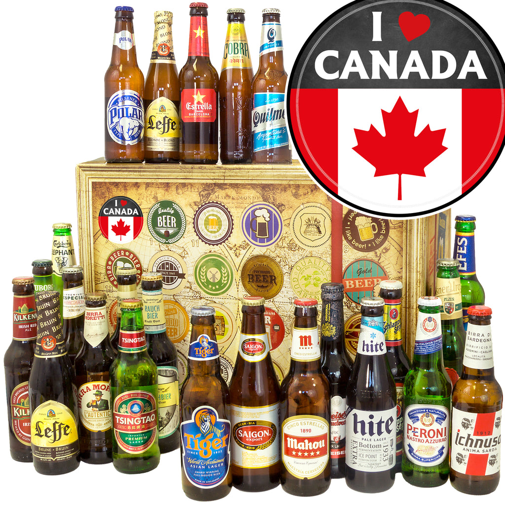 I love Canada | 24 Spezialitäten Biere der Welt Exoten | Geschenkbox
