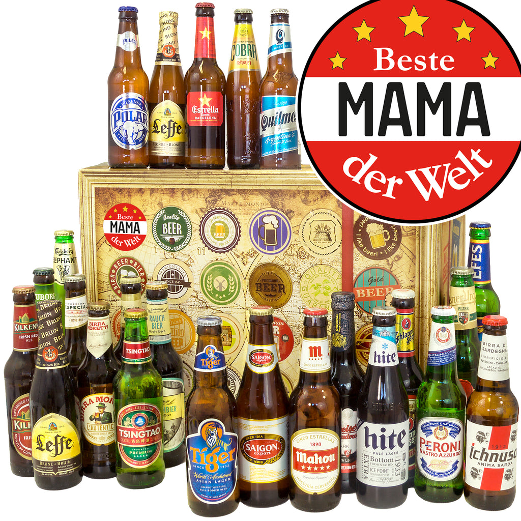 Beste Mama | 24 Biersorten Bier International | Geschenk Set