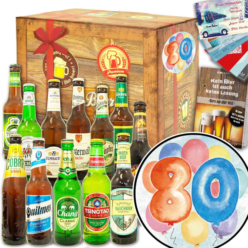 Geburtstag 80 | 12 Spezialitäten Bier International und DE | Bier Geschenk