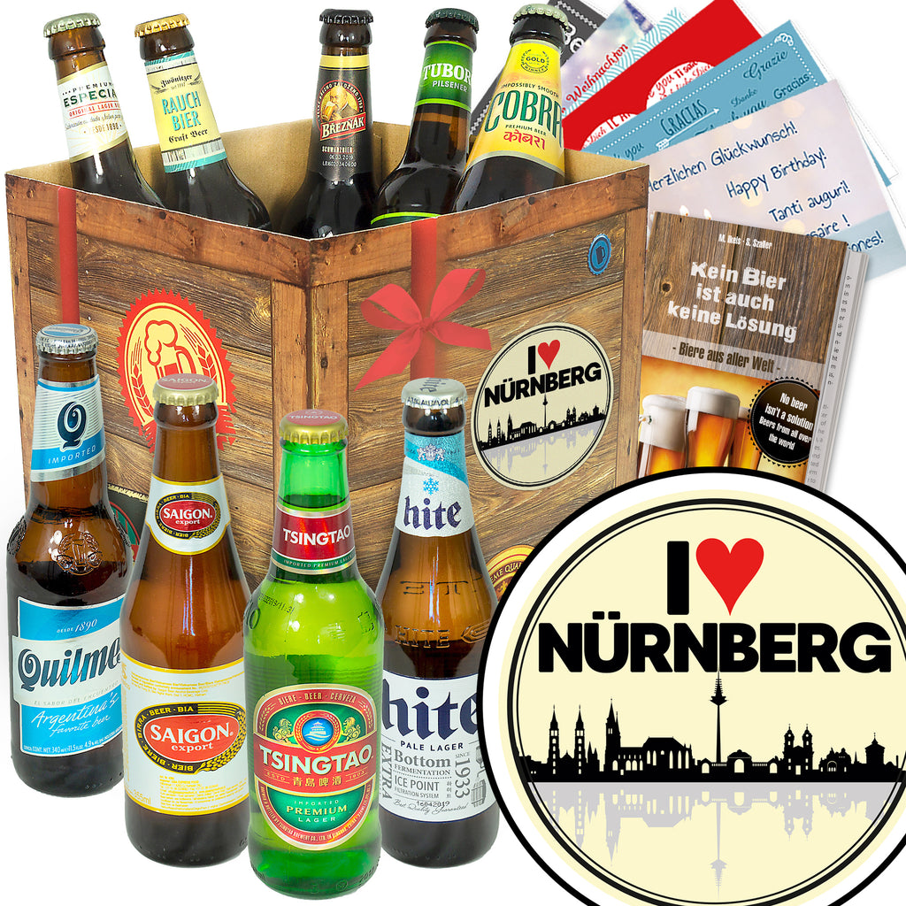 I love Nürnberg | 9 Flaschen Biere der Welt | Geschenk Set