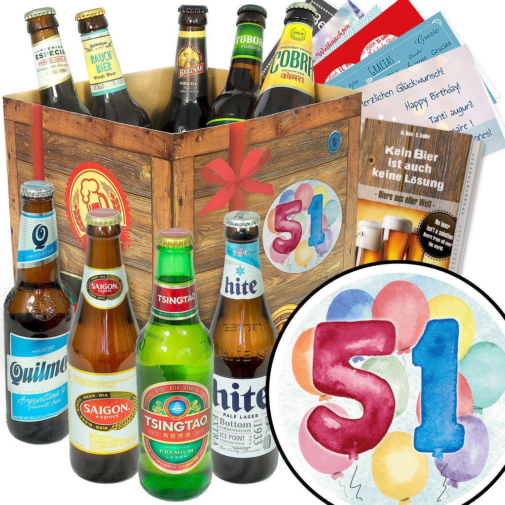 Geburtstag 51 | 9 Flaschen Bier aus aller Welt | Paket