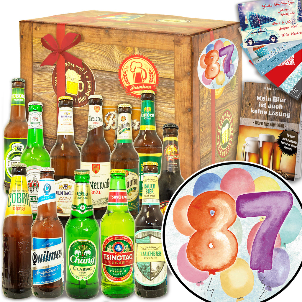 Geburtstag 87 | 12 Flaschen Bier aus der Welt und Deutschland | Geschenkpaket